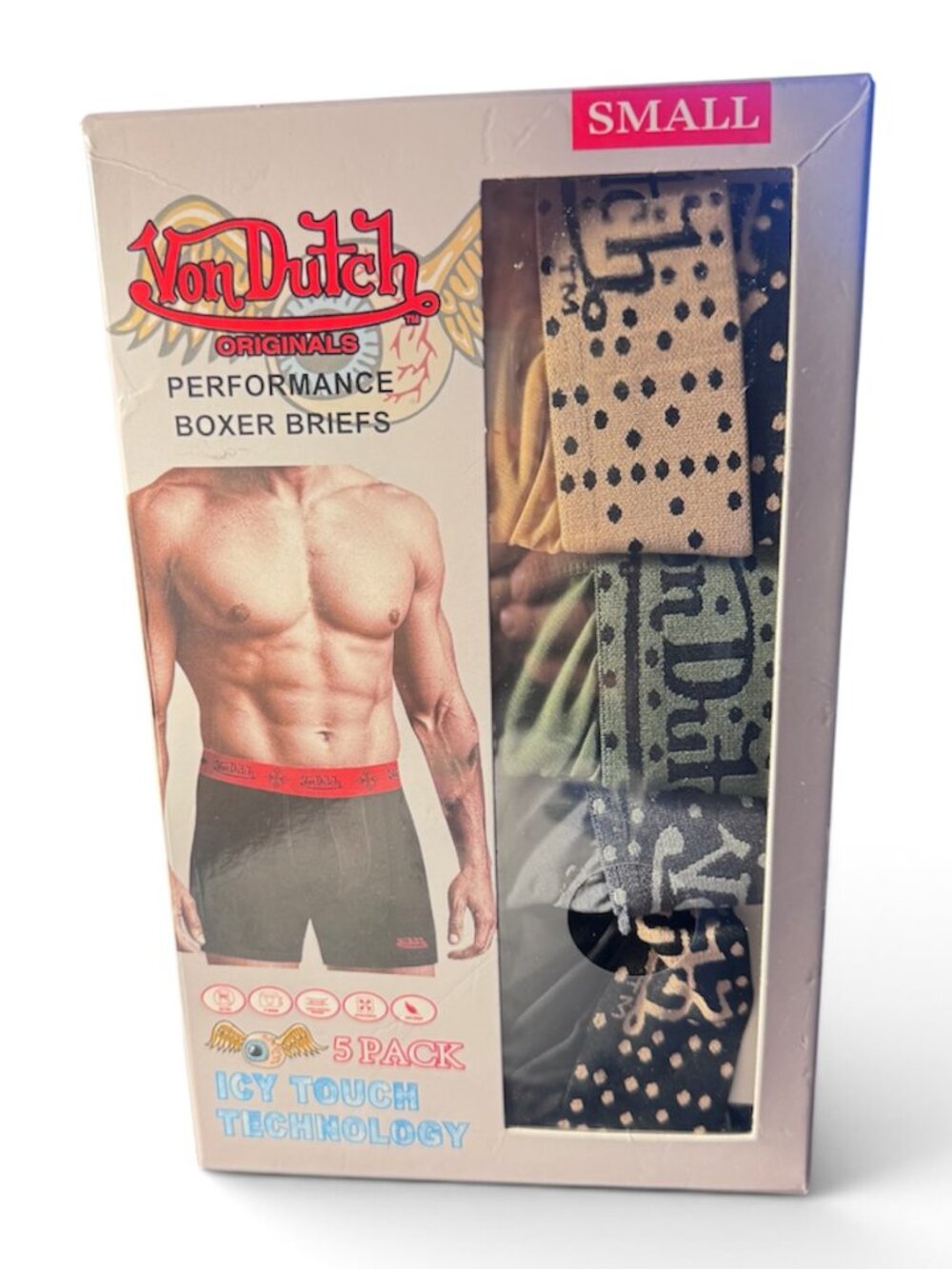 Von Dutch Originals Mens Performance Boxer Briefs 5 Pack Small New